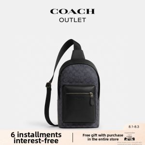 Coach | Black Genuine Leather Crossbody Backpack
