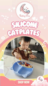 Baby Pro Baby Cute Silicone Cat Plates Safe and Durable BPA Free