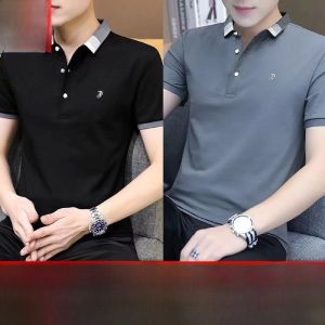 Big Sale Leak-Picking Polo Shirt Mens Short-Sleeved T-shirt Lapel Summer Half Sleeve Clothes Men Collar Cotton T-shirt Mens Clothing