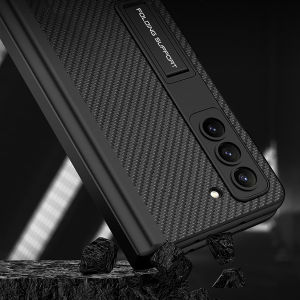 เคสหนัง Z Fold 6 บานพับแม่เหล็กพร้อมที่ใส่ปากกาซ่อนอยู่ ปกป้องรอบด้าน 360° เคส Samsung Galaxy Z Fold6 เคสพีซีแข็งทนทานป้องกันการตกหล่นพร้อมกระจกนิรภัย