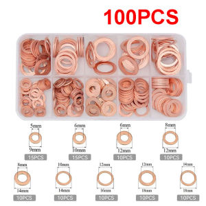 Bộ Gioăng Đồng Bộ Dụng Cụ Gioăng Phẳng M8-M14 Bộ Vòng Đệm Kín Cho Nút Bịt Bể Dầu Ô Tô Bu Lông Xả Dầu Sửa Chữa Kèm Hộp Đựng