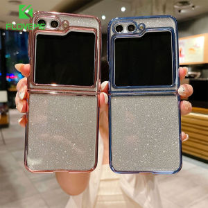 FLOVEME Luxury Plating Glitter Folding Phone Case For Samsung Galaxy Z Flip 5 Flip 4 Flip 3 5G Ultra Thin Slim INS Style Soft TPU Anti-fall Shockproof Back Cover For Galaxy Z Flip 5 Flip 4 Flip 3