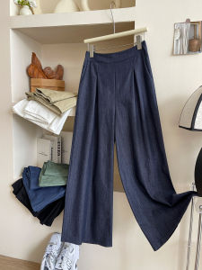 Quần Jeans Ống Rộng Denim Mềm Mại Retro Ice Silk Quần Jeans Nữ Mùa Hè Quần Thường Ngày Ống Rộng Thẳng Cạp Cao Có Túi