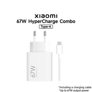 Xiaomi 67W Super Fast Charger Adapter With 6A USB A to Type C Charging Cable Set Wall Chargers Support For Xiaomi | POCO | Redmi | Huawei | Samsung (67W MAX) EU/US