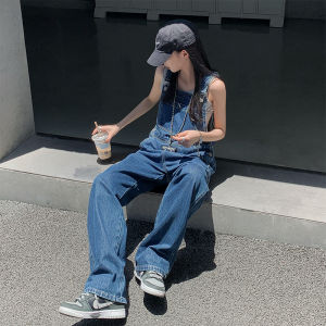 High Waist Denim Overalls Women Spring Summer Vintage Loose Wide Leg Dad Pants Straight Slimming Strap Long Pants