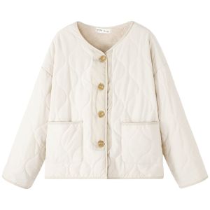 MUTU | Mutebu Womens Loose Lamb Fur Cotton Jacket Quilted Two-Sided Wear Winter Coat Korean Style Round Neck Long Sleeve Polyester