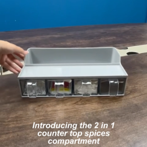 HippoMart Spice Rack | Condiments Compartment | Kitchen Countertop | 2 in 1 | Multiple Colors