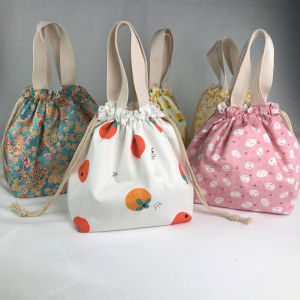 Fresh Canvas Cabs Womens Lunch Box Lunch Box Bag Pull-Belt Cloth Tote Large Capacity Drawstring Bag Cloth Bag