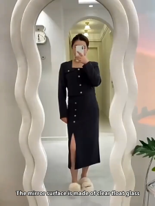FairCraft Aesthetic Full Body Mirror Wave With Support Frame Floor Standing Mirror Bedroom Dressing Mirror