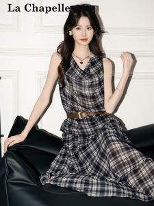 ชุดเสื้อกั๊กแขนกุดลายสก็อตสไตล์เกาหลี La Chapelle สำหรับผู้หญิง ชุดกระโปรงสั้นเอวสูง ชุดสามชิ้น ฤดูร้อน 2025