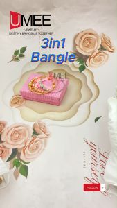 18k Gold Plated Bangle 3in1 Set Jewelry Accessories For Women