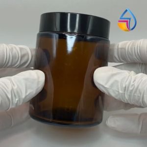 150ml Light Amber Glass Jar w/ Black Cap