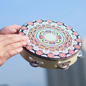 IRIN | IRIN 8 Inch Tambourine Handbell Hand Drum Wooden Tambourine Percussion Musical Instrument for Kids Game Dance Concerts