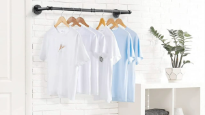 HOMEBLOOM-184CM 92CM Clothes Hanging Rack Wall Mounted Organizer Clothing Hanger Rack Bag Hanging Rack Stand Sampayan For Indoor Bedroom Livingroom Heavy Duty Coat Stand Clothes Trousers Scarves Bag Umbrella Stand