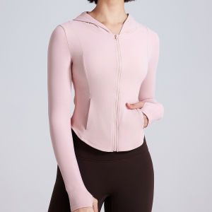 Slimming Running Fitness Yoga Sportswear Fleece-lined Nylon Hooded Jacket