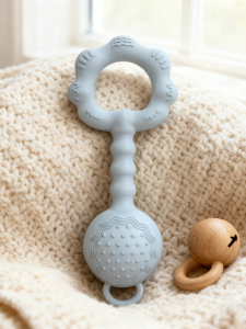 1ps Teethers for Babies 6-12 Months Rattles for Babies 0-6 Months 2-in-1 Rattle and Teether Toy for Soothing Baby Teething