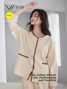 Autumn Spring High Quality Cotton Sleepwear for Women Large Size