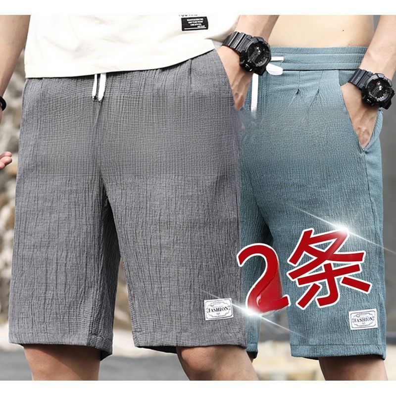 Loose Linen Five-Point Mens Summer Thin Beach Shorts Sports Casual Pants Lightweight Breathable Youthful Beachwear