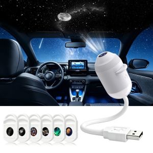2in1 USB Galaxy Projector Night Light Starry Sky Lamp with Interchangeable HD Slides for Bedroom Kids Ceiling Decor Gift 