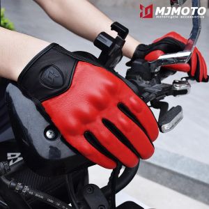 Vintage Goat Leather Motorcycle Gloves Full Finger Touchscreen Carbon Fiber Knuckle Protection CE Certified Breathable Riding