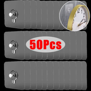 50 ชิ้น ตะขอติดผนังแบบใสไร้รอยกาวในตัว / ตะขอแขวนกรอบรูปติดผนังแบบกาวติดแน่น / ตะขอติดผนังแบบกาวกันน้ำอเนกประสงค์