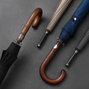 Large Umbrella for Men 12K Luxury Parasol Umbrella Windproof Corporation Wooden Long Handle Golf Umbrella Heavy Rain Business