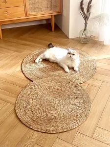 SKISOPGO Large Cat Scratcher Mat Straw Carpet Grass Mat Sisal Cat Scratcher Straw Carpet Pencakar Kucing Karpet
