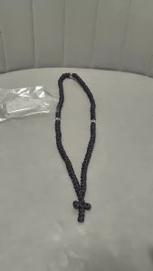 Black/Blue Komboskini Knot Necklace Handmade Orthodox Religious Rosary Prayer Rope Cross Rosary