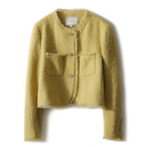 Elegant MK Heavy Industry Womens Woolen Quilted Jacket Small Circle Design Slimming Top Spring Autumn High-End Feeling