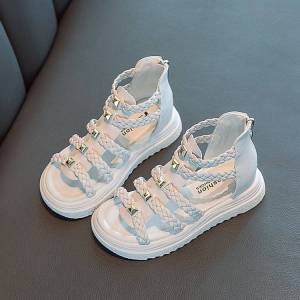 Princess Style Girls Sandals Summer Season Waterproof Artificial Leather Upper Rubber Outsole Casual Fashion Children Shoes