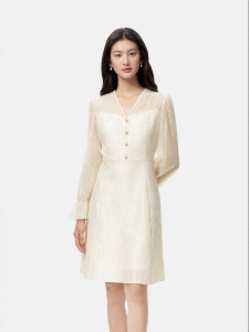 Koradior | Elegant Floral French Style Lace Dress