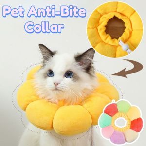 Pet Collar Anti-Bite Surgery Anti-Lick Wound Healing Protection Sunflower Cat Recovery Collar Elizabethan Collar Cats