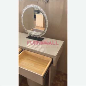 (Free Installation)Furnimall Meja Solek/Minimalist MakeupTable/Dressing Table Crystal Mirror奶油风梳妆台