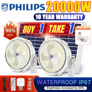 BUY 1 TAKE 1 Solar Ceiling Light 20000W Indoor Super bright LED Solar Lights With Solar Panel Outdoor Outdoor Spotlight Pendant Lamp Home Waterproof