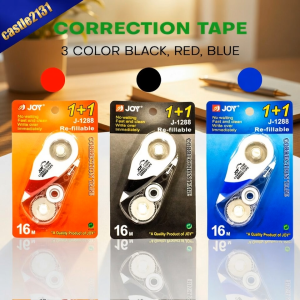 JOY Correction Tape J-1288 1+1 Refillable 16m No Waiting Fast Clean Write Over Instantly Correction Tape for School Office Supplies Smooth Application Durable