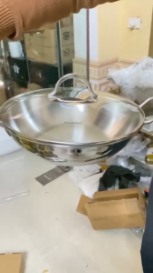 Chảo inox sâu lòng Chockmen đúc liền khối 3 lớp inox 316 cao cấp 2 quai chống dính tự nhiên chiên xào rán nấu canh 26cm