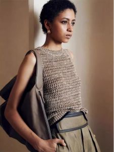 French Retro Style Knitted Sweater for Women Sleeveless Ice Silk Linen Blend High Collar Pullover Tank Top for Summer