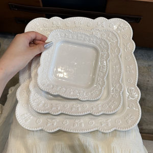 Đĩa Tròn Hoa Văn Nổi Hoa Bướm Sang Trọng Đĩa Đựng Thức Ăn Đĩa Đựng Salad Đĩa Đựng Mì Vuông Đĩa Đựng Thức Ăn Bằng Sứ Thủ Công