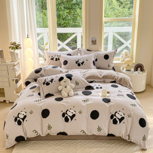 Thickened Pure Cotton Flannel Four-Piece Bedding Set Luxury Printed Duvet Cover Bed Sheet for 1.5m 1.8m Bed Bedroom