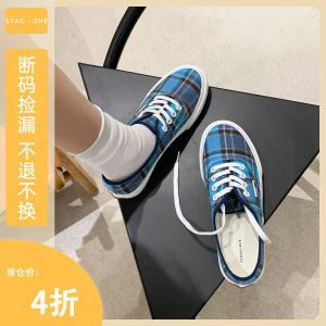 Giày Vải Đế Dày Kẻ Caro Đế Mềm Giày Thường Ngày Cho Nữ Mùa Xuân 2025 Giày Đế Xuồng Đế Cao Su Cổ Thấp