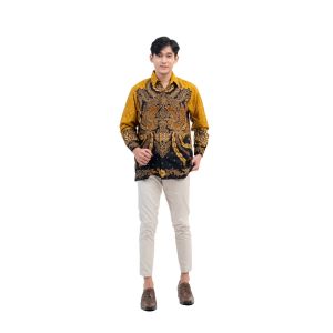 Kemeja Atasan Batik Lengan Panjang Pria Modern Kekinian Motif 140 Bahan Katun Adem Dan Nyaman