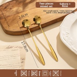 MODERN SWEETHOME | Cherry Blossom Long-Handle 304 Stainless Steel Mixing Spoon