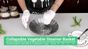 PDM Premium 304 Stainless Steel Folding Dish Steamer Foldable Steam Rack Retractable Steaming Tray