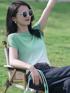 Fashionable Versatile Short Sleeve T-Shirt Womens Spring Summer Beautiful Stylish Top Quality Korean Style Casual Wear