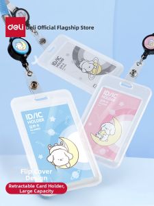 deli | Protective Card Holder for Children Students with Strap and Retractable Reel