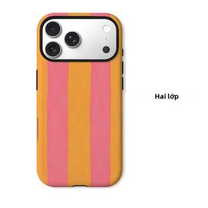 Ốp Điện Thoại Sọc Cam Đào Cho iPhone Hai Lớp Chống Sốc Chống Xước Chất Liệu TPU Mềm Tương Thích Với Nhiều Mẫu Máy