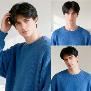 Wig boys handsome short hair medium bangs full headgear