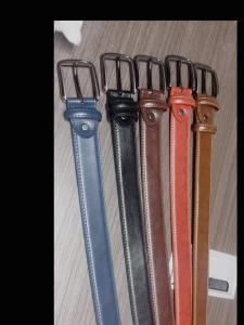 Mens Cowhide Pin Buckle Belt Fashionable Versatile Belt Pure Leather Pinhole Belt New Multi-Colour Red Blue Black Brown Yellow