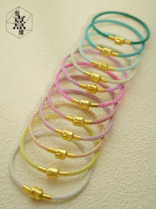 Waterproof Steel Wire Rope Gold Beads 3D Hard Gold DIY Golden Bead Hand Rope Ethnic Style Alloy Plated Jewelry Fashion Bracelets