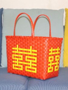 Red Festive Wedding Ceremony Double Happiness Wedding Hand-Woven Baskets Gift Gift Gift Basket